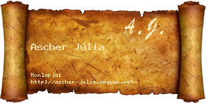 Ascher Júlia névjegykártya