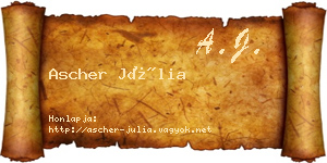 Ascher Júlia névjegykártya